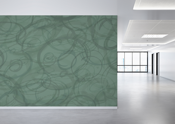 Sumi-e Circles Mural - Kaffir Lime Green
