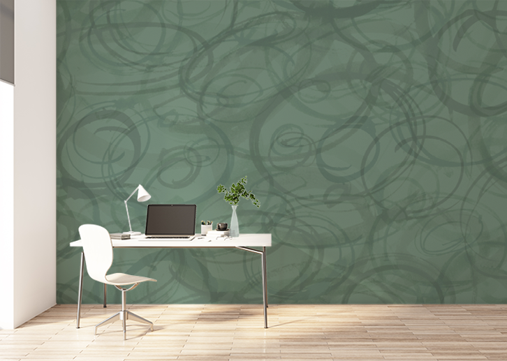 Sumi-e Circles Mural - Kaffir Lime Green