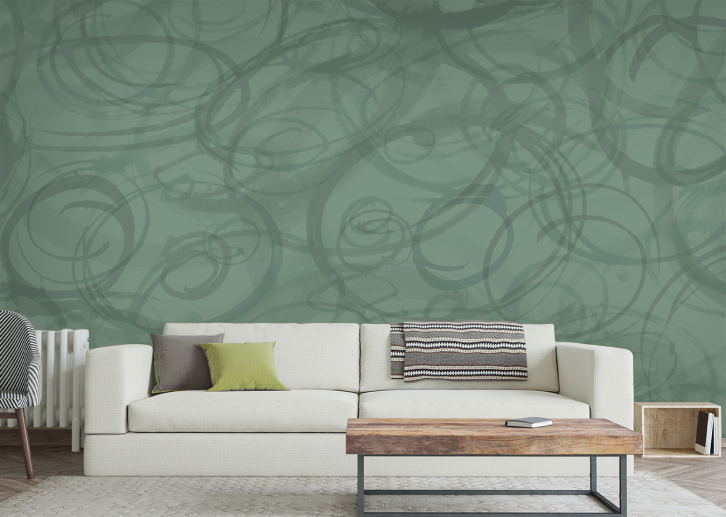 Sumi-e Circles Mural - Kaffir Lime Green