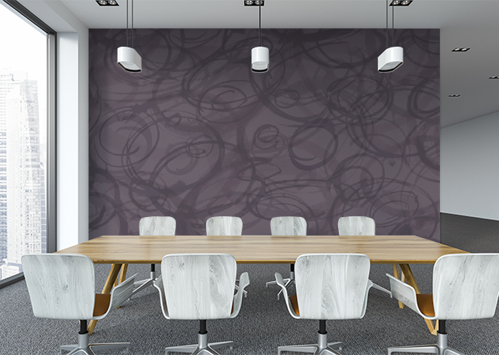 Sumi-e Circles Mural - Plum Brown