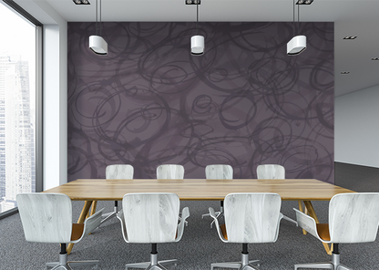 Sumi-e Circles Mural - Plum Brown