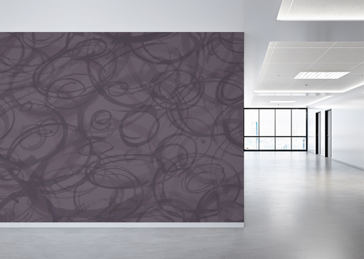 Sumi-e Circles Mural - Plum Brown