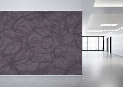 Sumi-e Circles Mural - Plum Brown