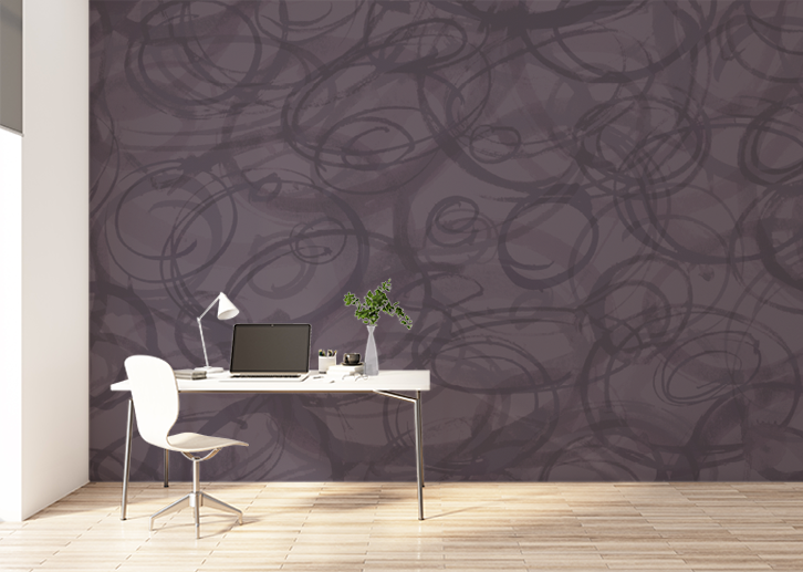 Sumi-e Circles Mural - Plum Brown