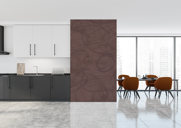 Sumi-e Circles Mural - Saddle Brown