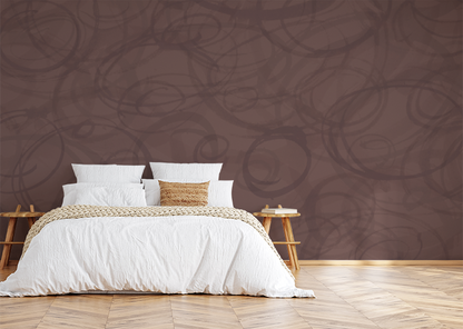 Sumi-e Circles Mural - Saddle Brown