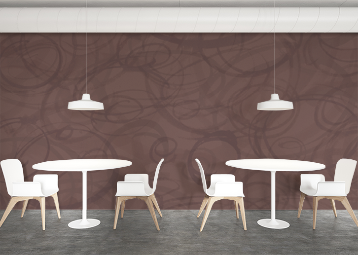 Sumi-e Circles Mural - Saddle Brown