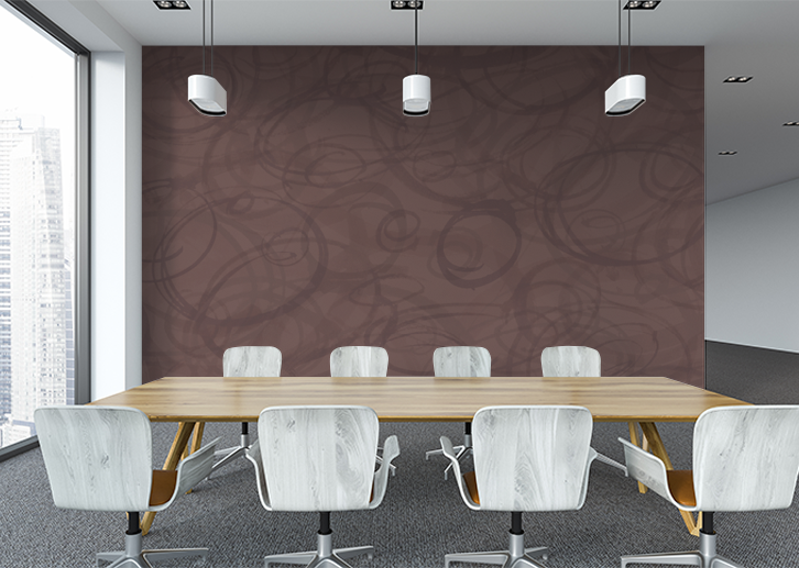 Sumi-e Circles Mural - Saddle Brown