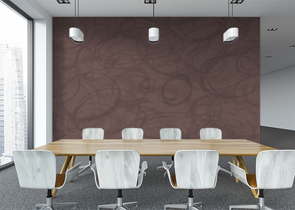 Sumi-e Circles Mural - Saddle Brown