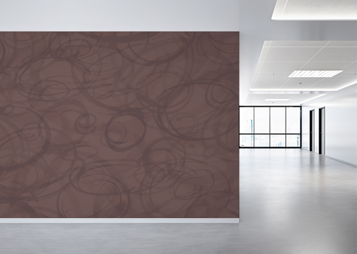 Sumi-e Circles Mural - Saddle Brown