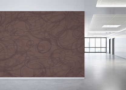 Sumi-e Circles Mural - Saddle Brown