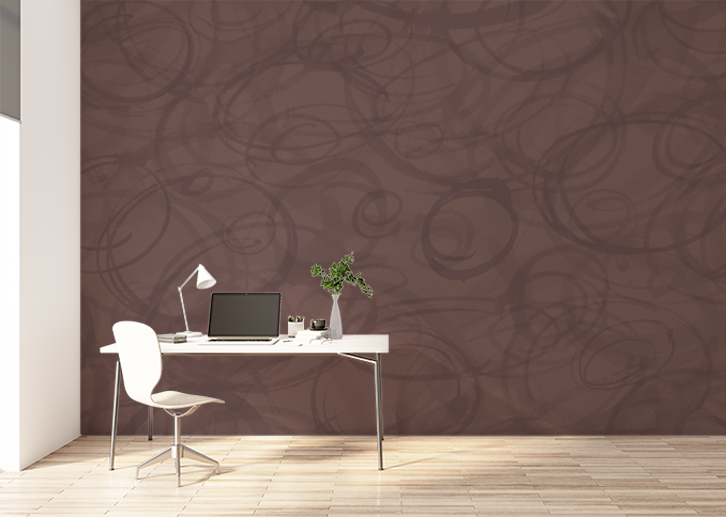 Sumi-e Circles Mural - Saddle Brown