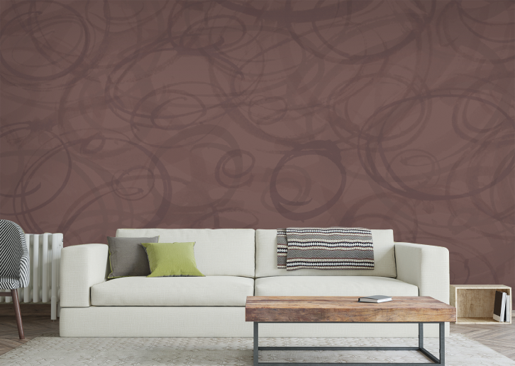 Sumi-e Circles Mural - Saddle Brown
