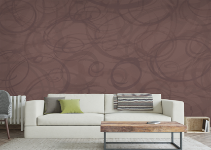 Sumi-e Circles Mural - Saddle Brown