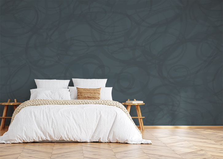 Sumi-e Circles Mural  - Night Blue