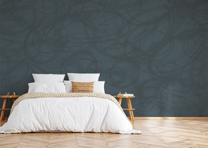 Sumi-e Circles Mural  - Night Blue