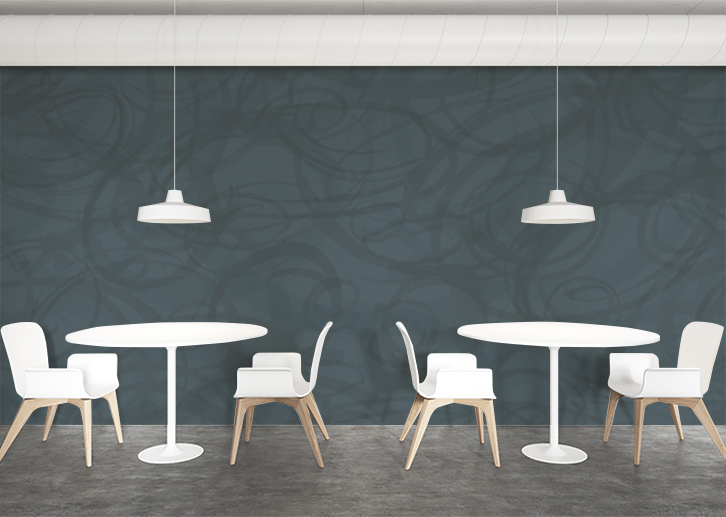 Sumi-e Circles Mural  - Night Blue