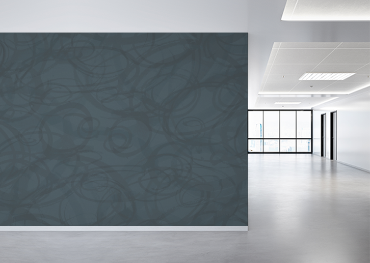 Sumi-e Circles Mural  - Night Blue