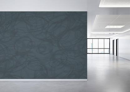 Sumi-e Circles Mural  - Night Blue