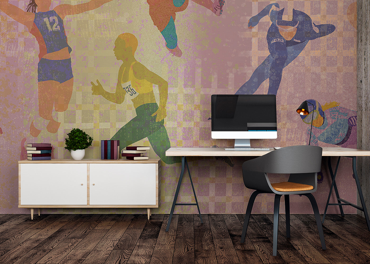 Sports Potpourri Mural - Rose Glow