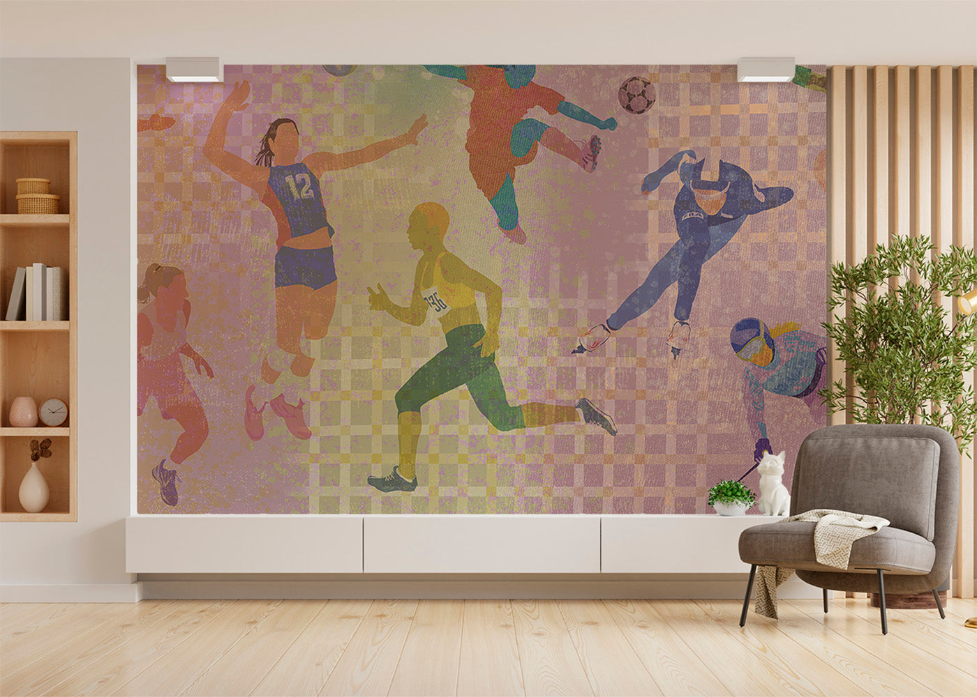 Sports Potpourri Mural - Rose Glow