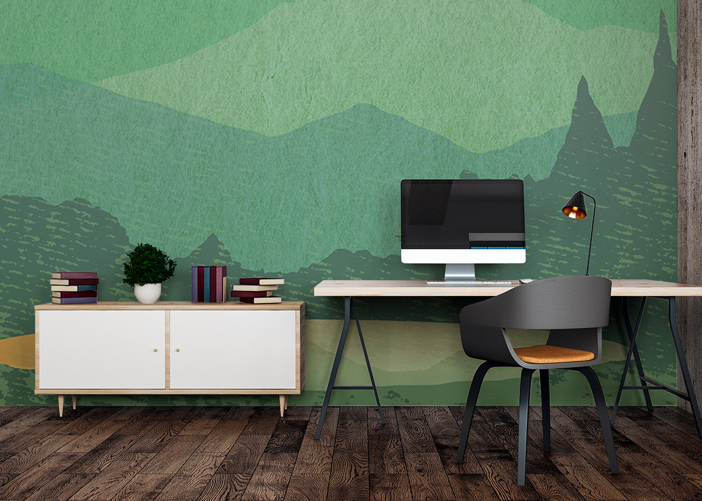 Olympic Tarn Mural - Blue Spruce