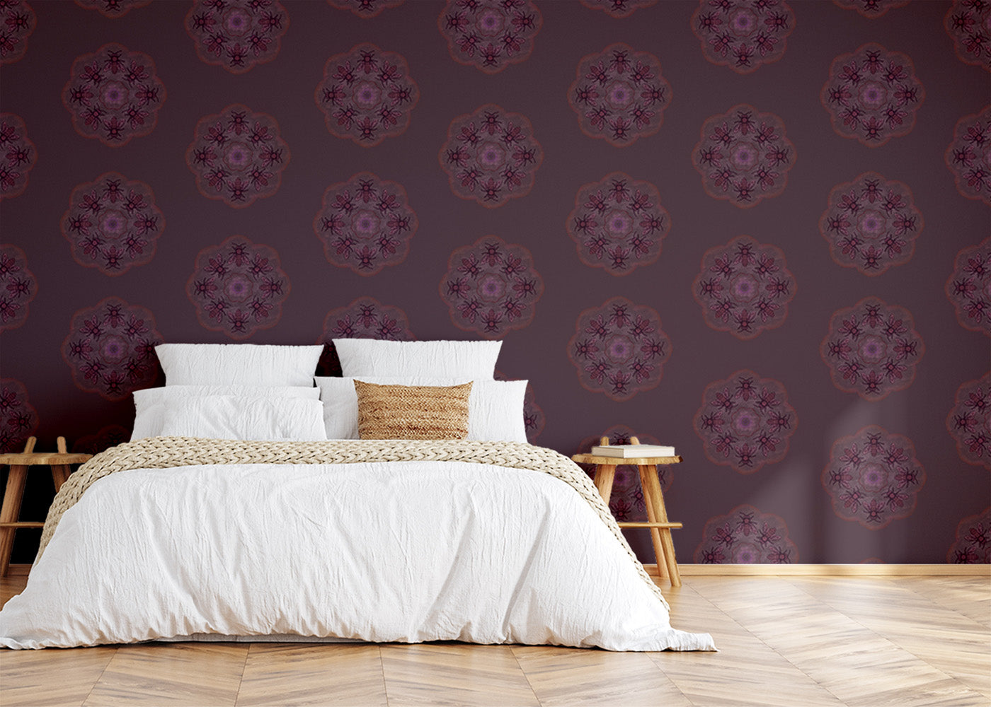 Bee Rosette Mural - Deep Mauve