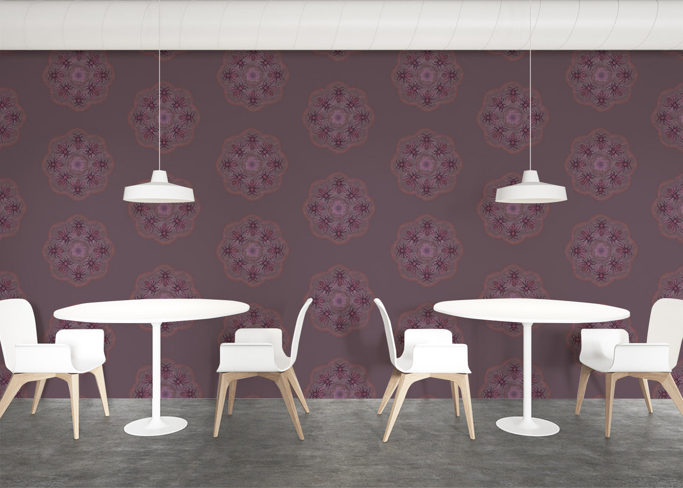 Bee Rosette Mural - Deep Mauve