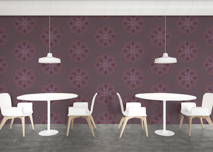 Bee Rosette Mural - Deep Mauve