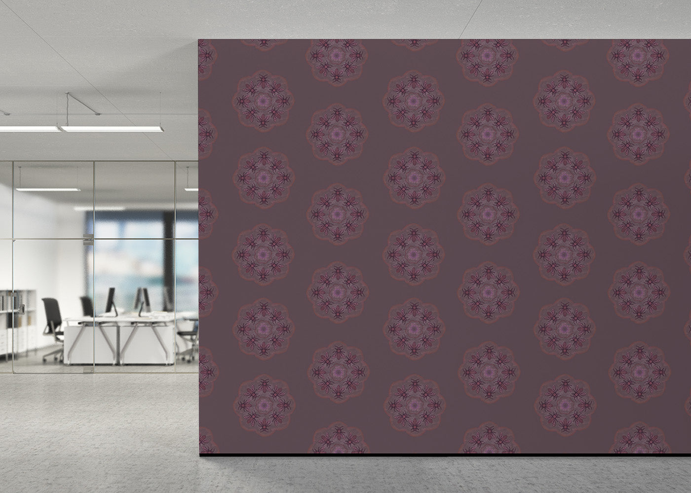 Bee Rosette Mural - Deep Mauve