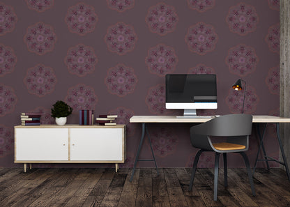 Bee Rosette Mural - Deep Mauve