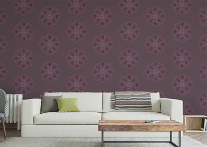 Bee Rosette Mural - Deep Mauve