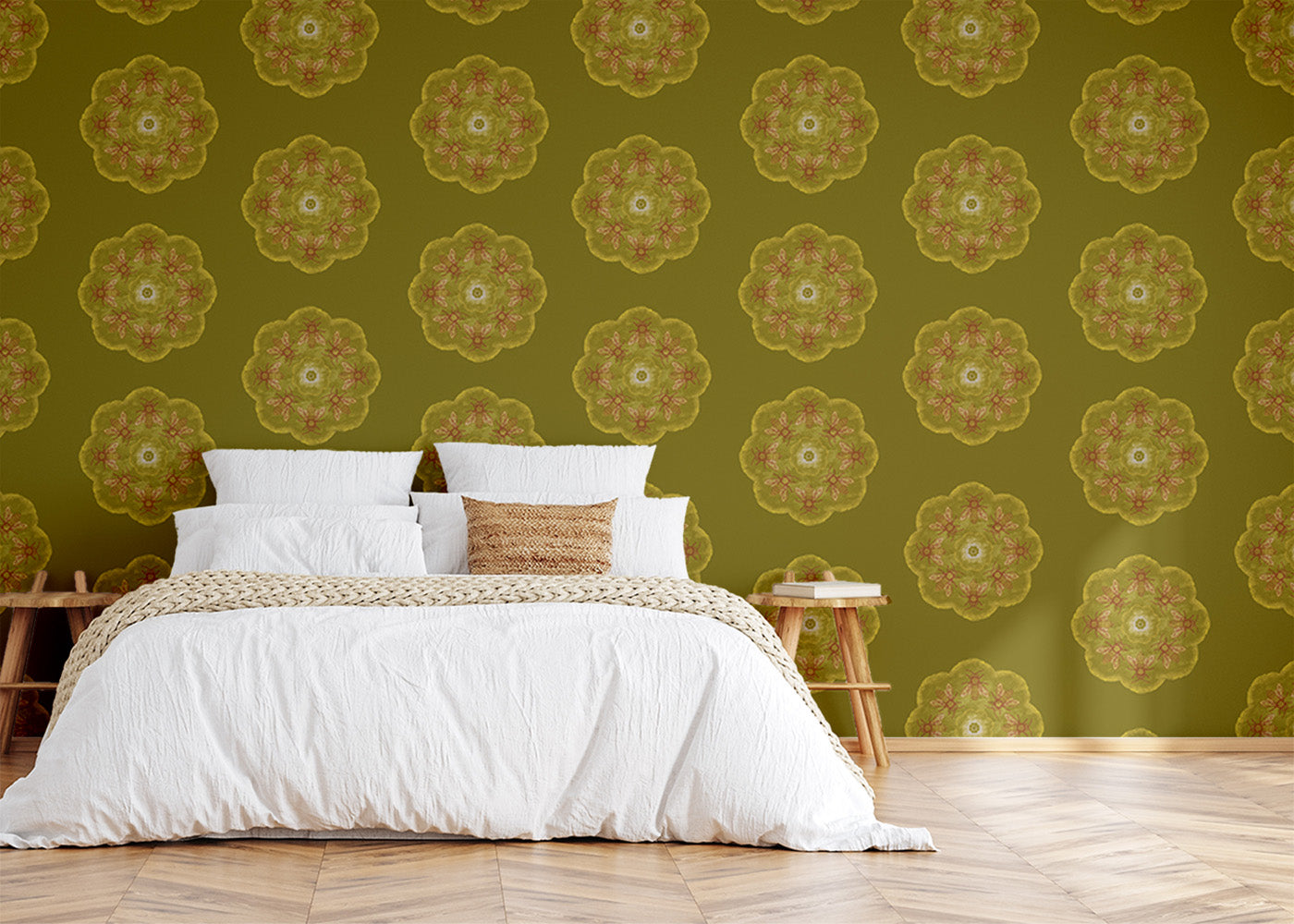 Bee Rosette Mural - Chartreuse