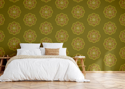 Bee Rosette Mural - Chartreuse