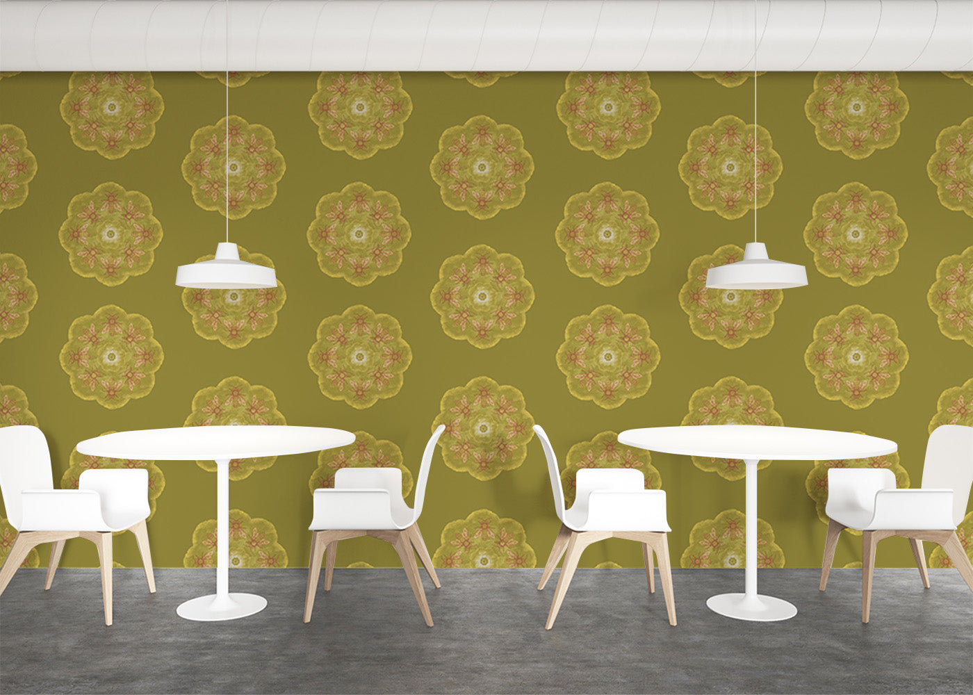 Bee Rosette Mural - Chartreuse