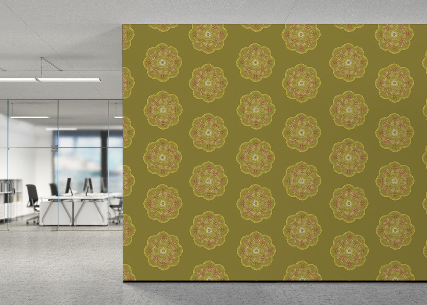 Bee Rosette Mural - Chartreuse