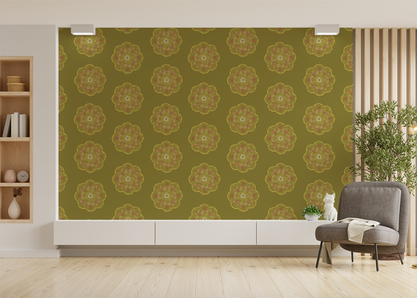 Bee Rosette Mural - Chartreuse