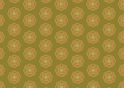 Bee Rosette Mural - Chartreuse