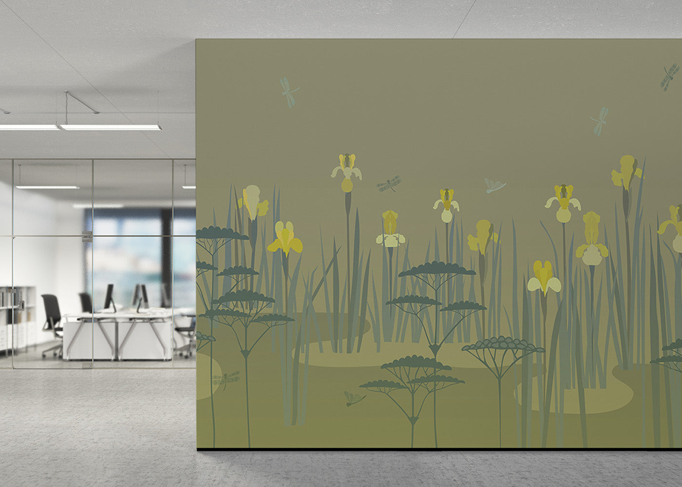 Iris Pond Mural - Olive