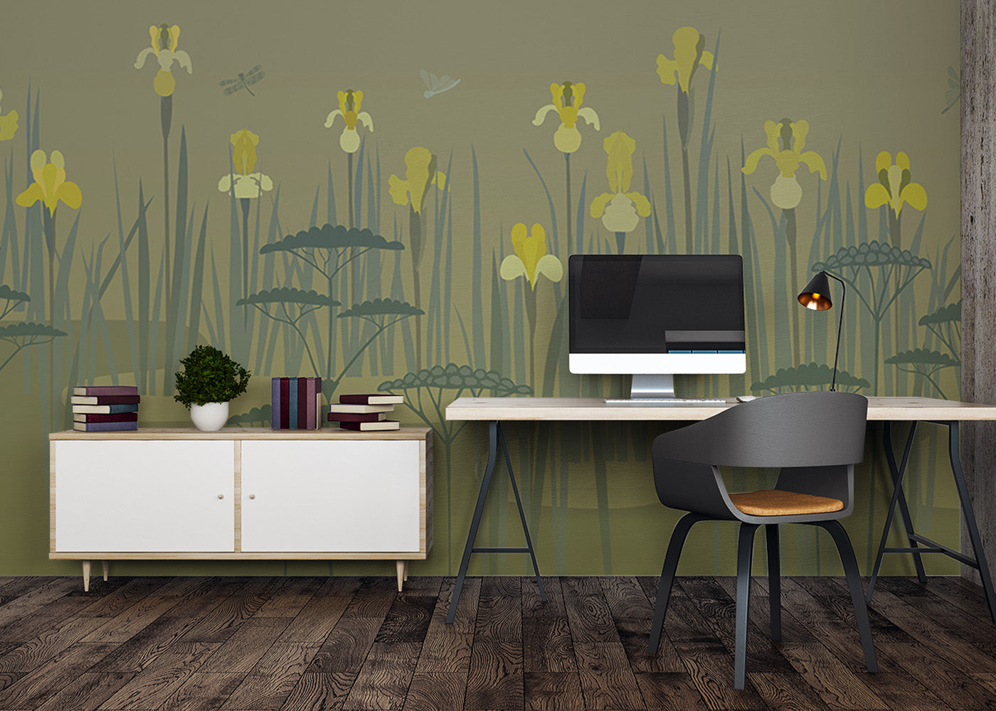 Iris Pond Mural - Olive