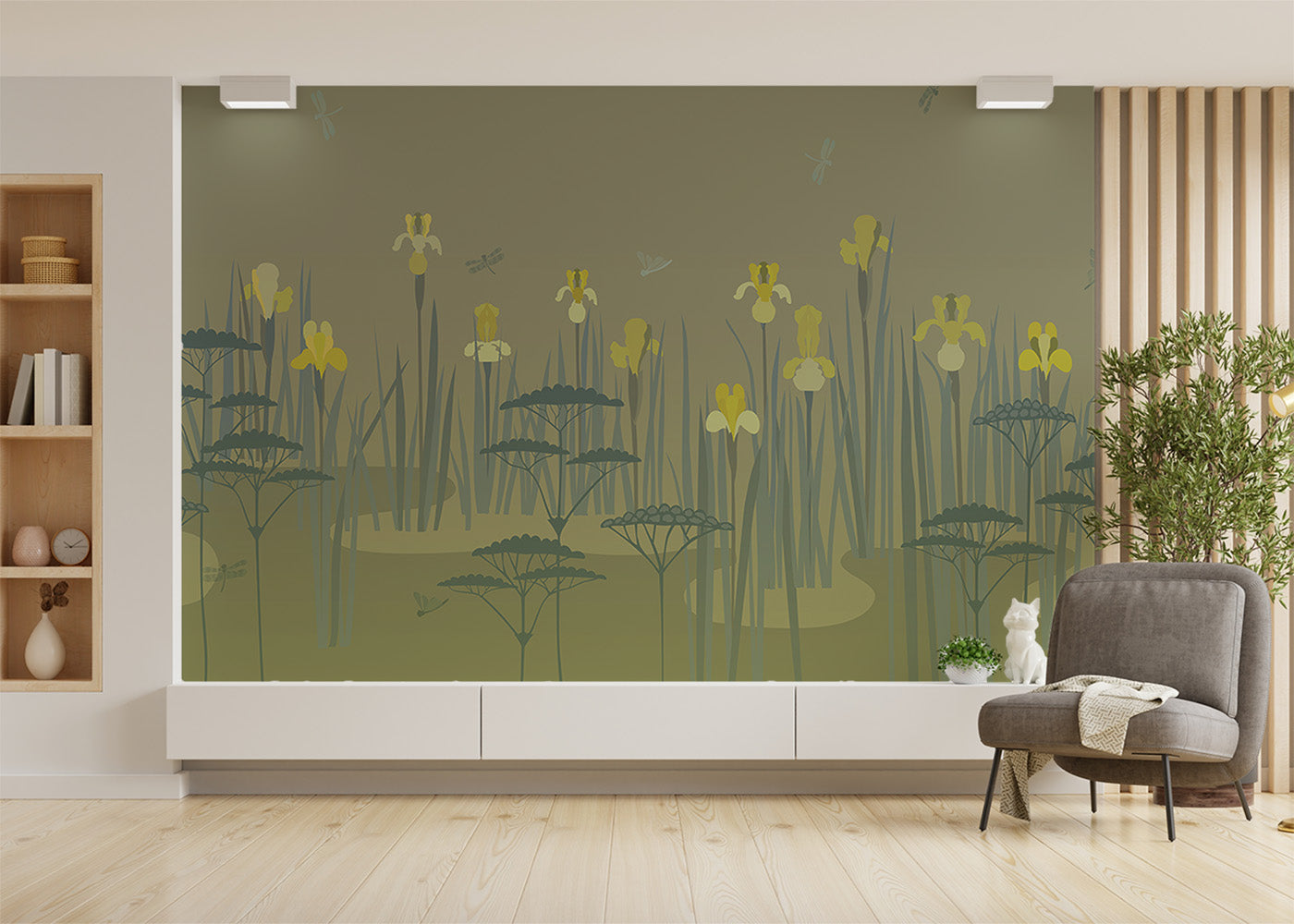 Iris Pond Mural - Olive