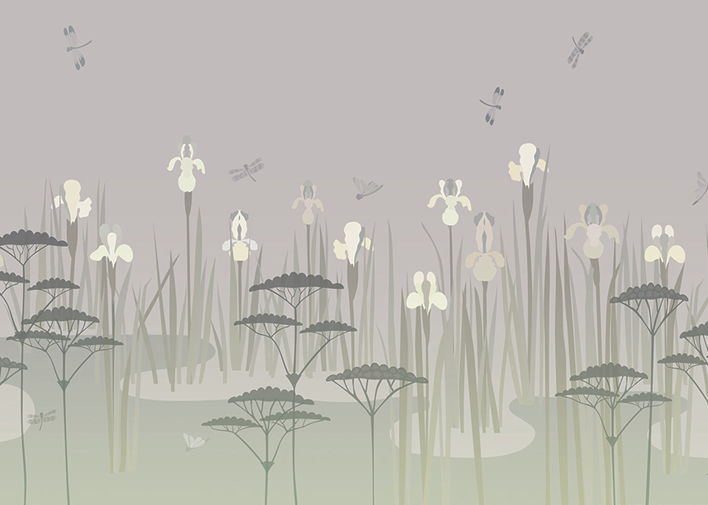 Iris Pond Mural - Gray - Sample