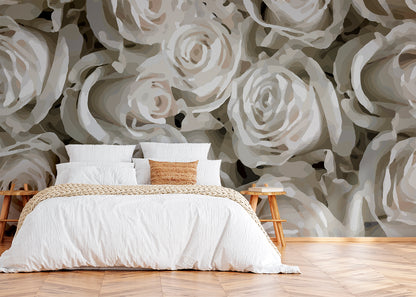 For the Roses Mural - White Marble Blush