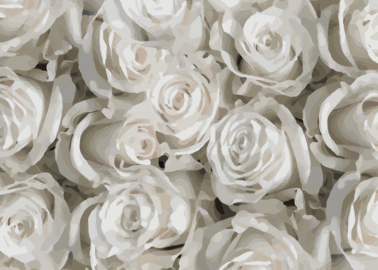 For the Roses Mural - White Marble Blush