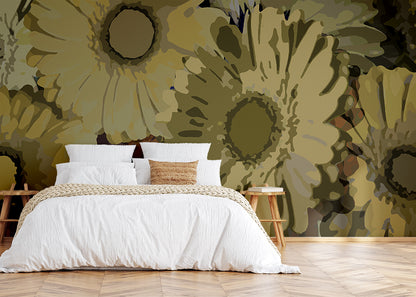 Gerbera Flora Mural - Ivory