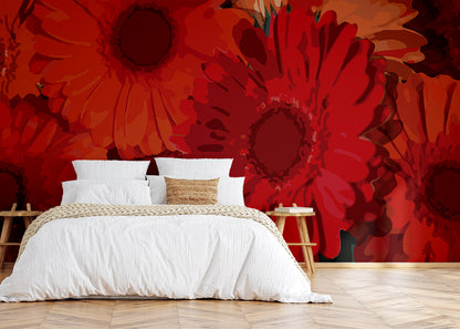Gerbera Flora Mural - Carnelian