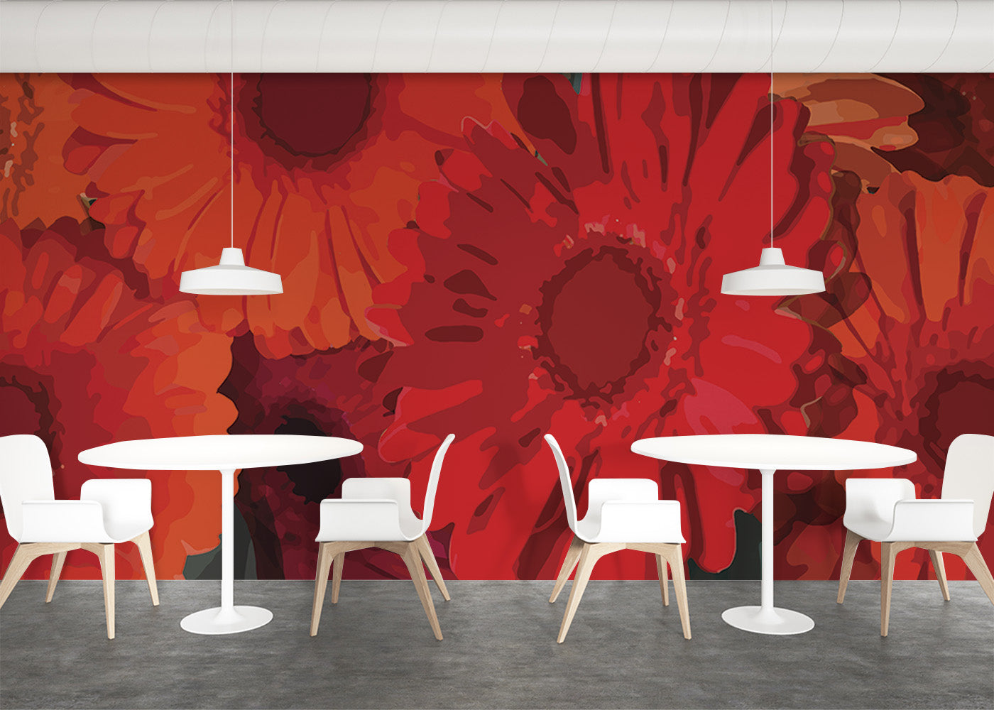 Gerbera Flora Mural - Carnelian
