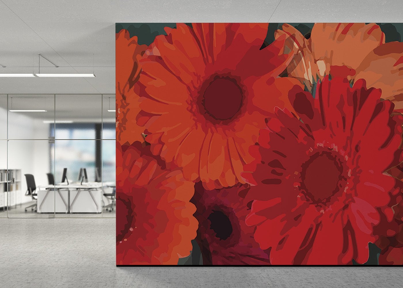 Gerbera Flora Mural - Carnelian
