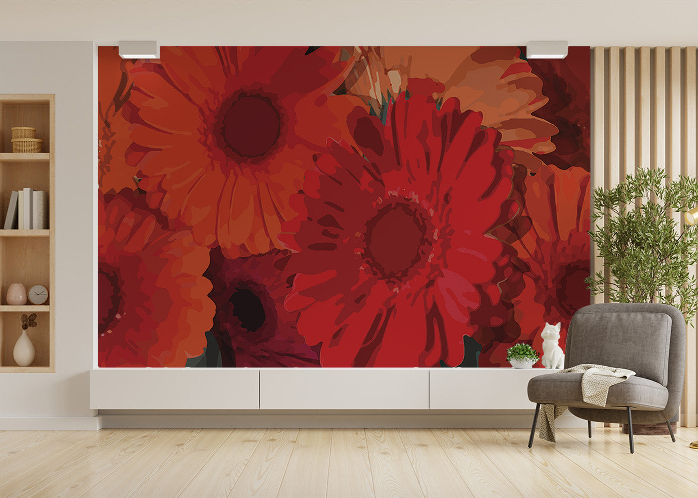 Gerbera Flora Mural - Carnelian