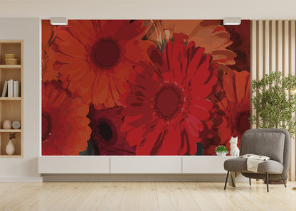 Gerbera Flora Mural - Carnelian